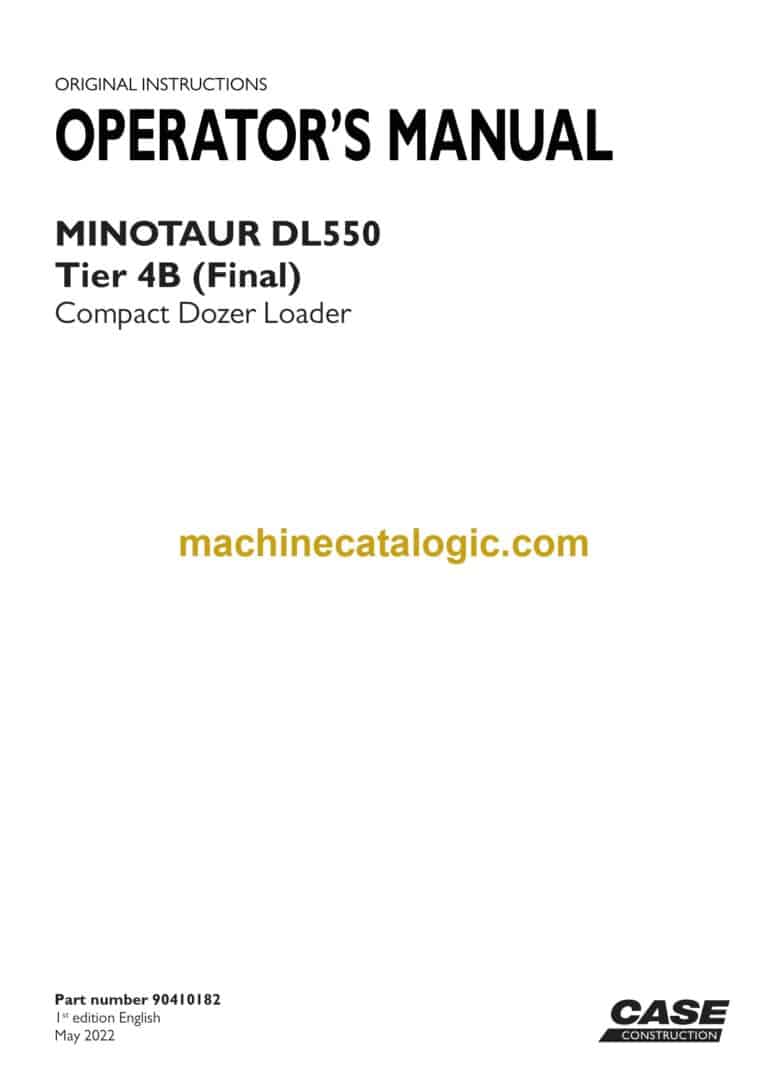Case DL550 Minotaur Tier 4B Final Compact Dozer Loader Operators Manual (90410182)
