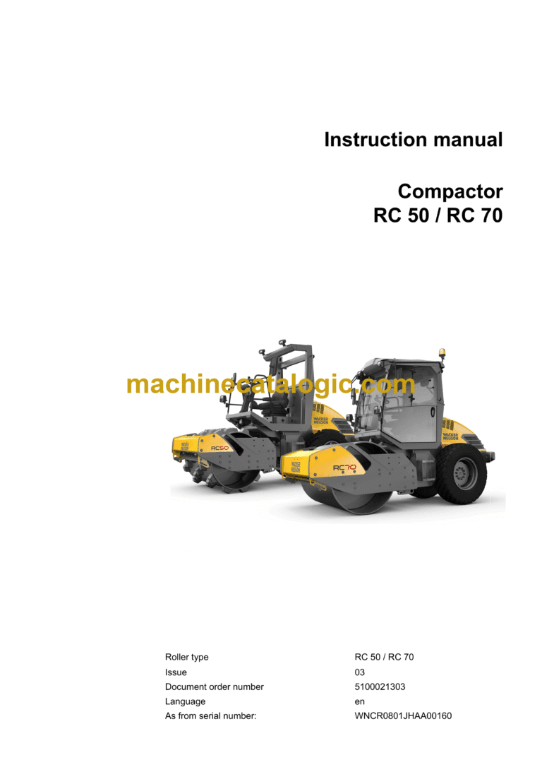 Wacker Neuson RC50, RC70 Compactor Instruction Manual