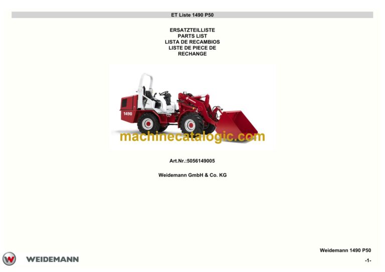 Wacker Neuson P50 1490 Wheel Loader Parts Manual