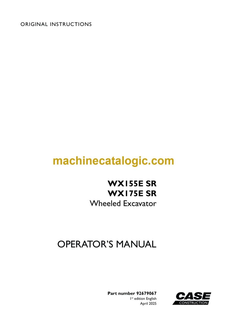 Case WX155ESR, WX175ESR Wheeled Excavator Operators Manual