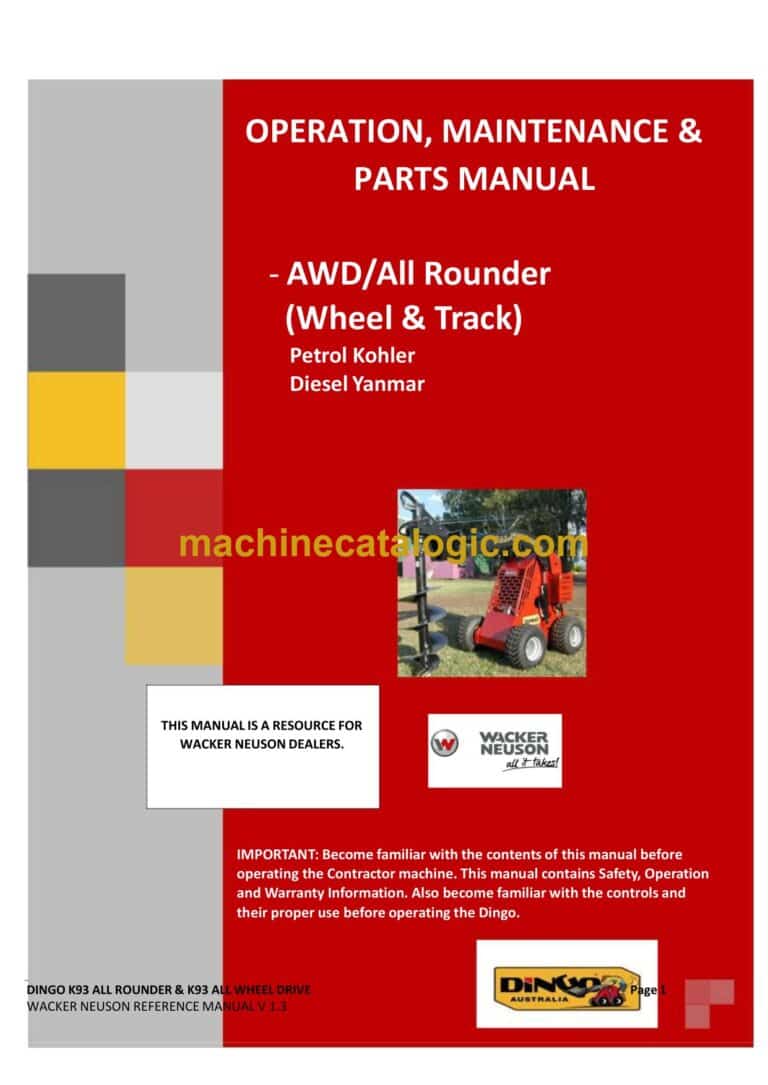 Wacker Neuson AWD All Rounder (Wheel & Track) Operation, Maintenance and Parts Manual