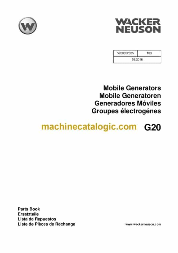 Wacker Neuson G20 Mobile Generators Parts Manual