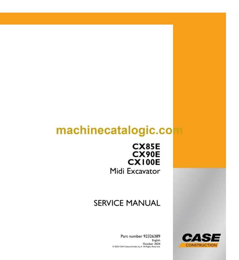 Case CX85E, CX90E, CX100E Midi Excavator Service Manual