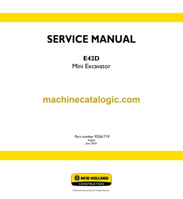 New Holland E42D Mini Excavator Service Manual