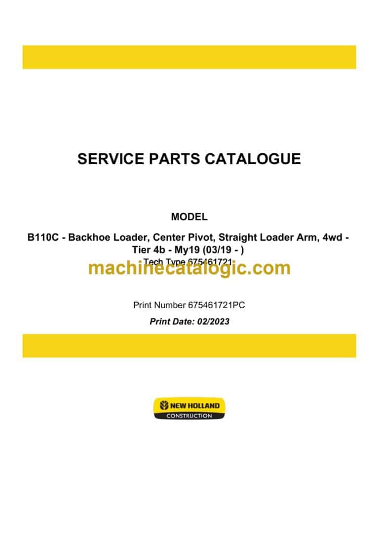 New Holland B110C Tier 4B Backhoe Loader Service Parts Catalogue
