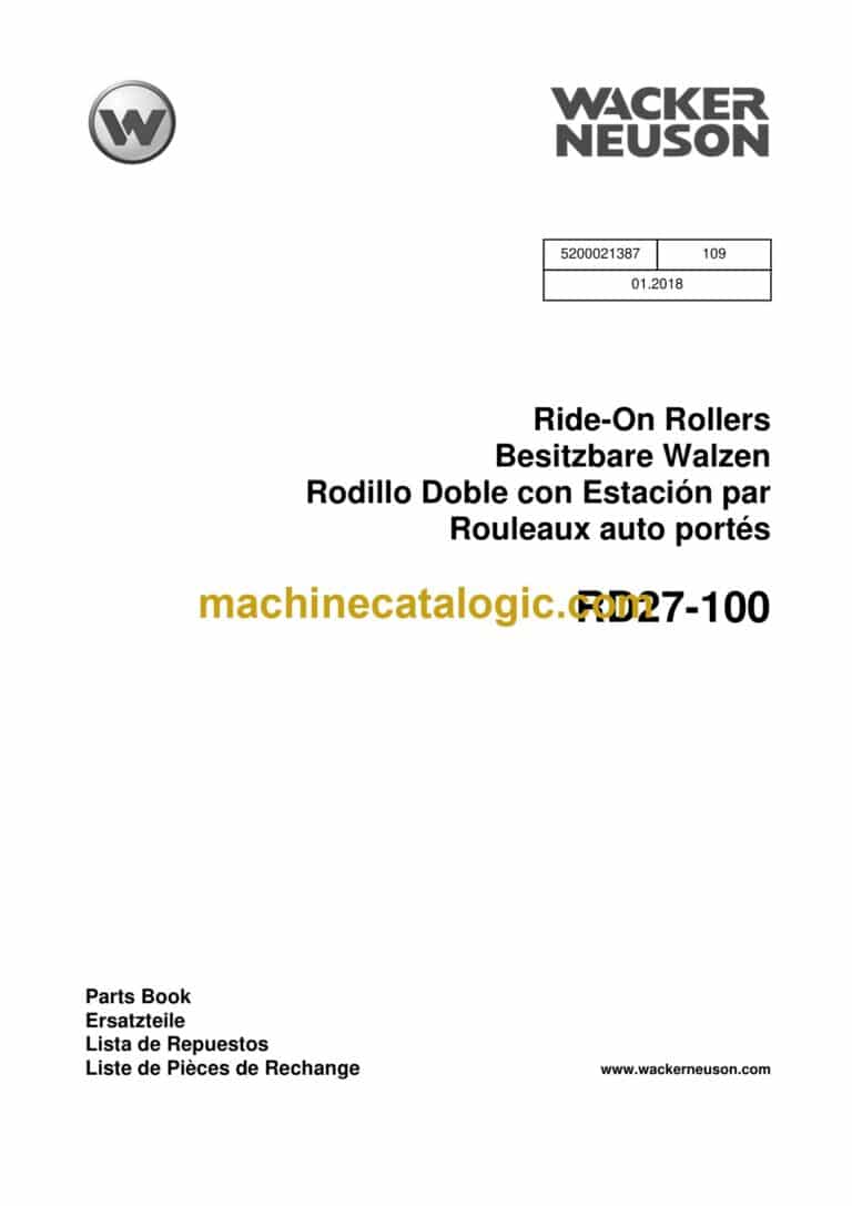Wacker Neuson RD27-100 Ride-On Rollers Parts Manual