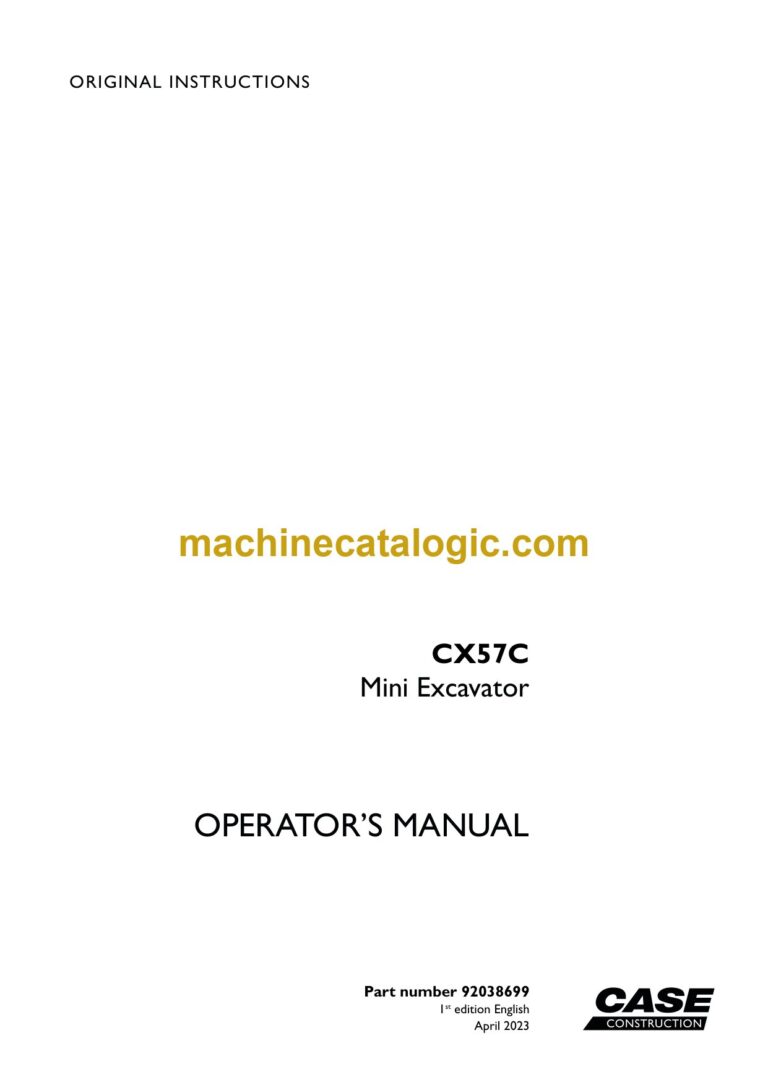 Case CX57C Mini Excavator Operators Manual (92038699)