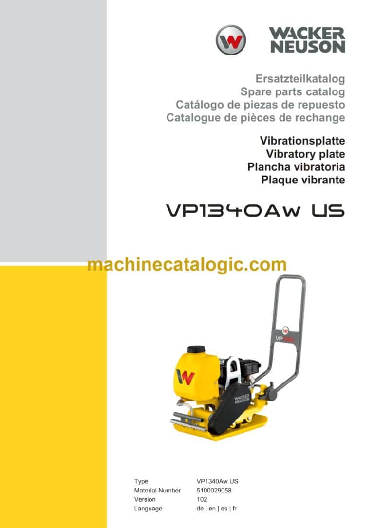 Wacker Neuson VP1340Aw US Vibratory Plate Parts Manual