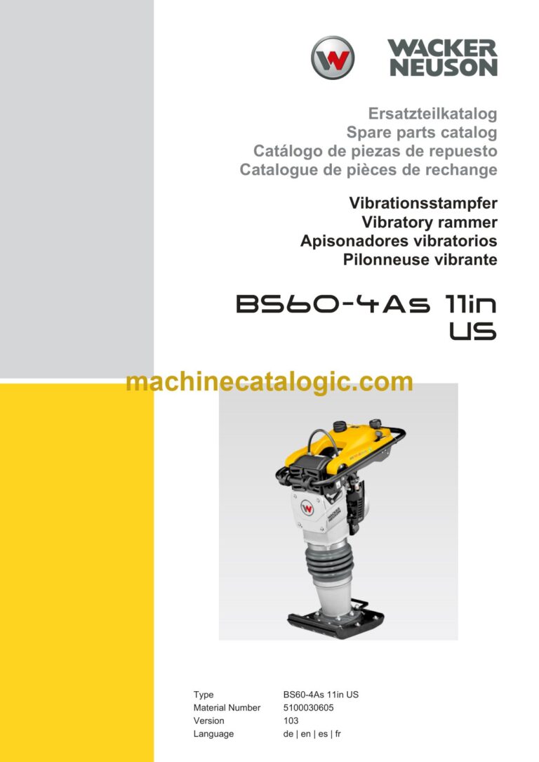 Wacker Neuson BS60-4As 11in US Vibratory Rammers Parts Manual