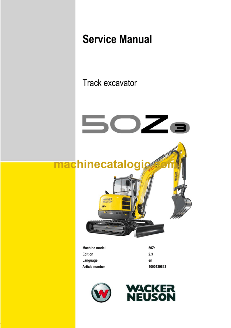 Wacker Neuson 50Z3 Tracked Excavator Service Manual