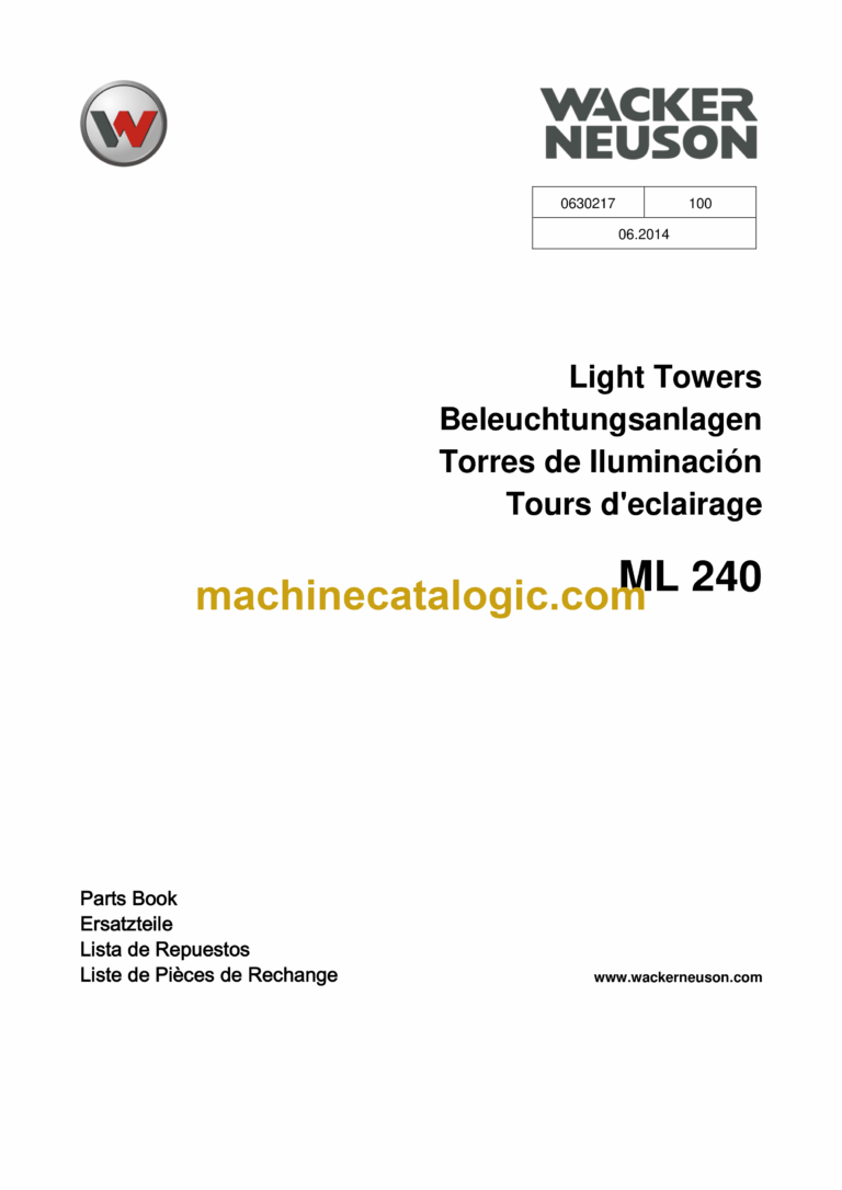 Wacker Neuson ML240 Light Tower Parts Manual