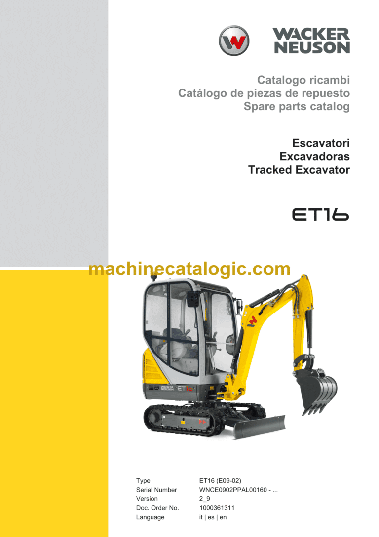 Wacker Neuson ET16 Crawler Excavator Parts Manual