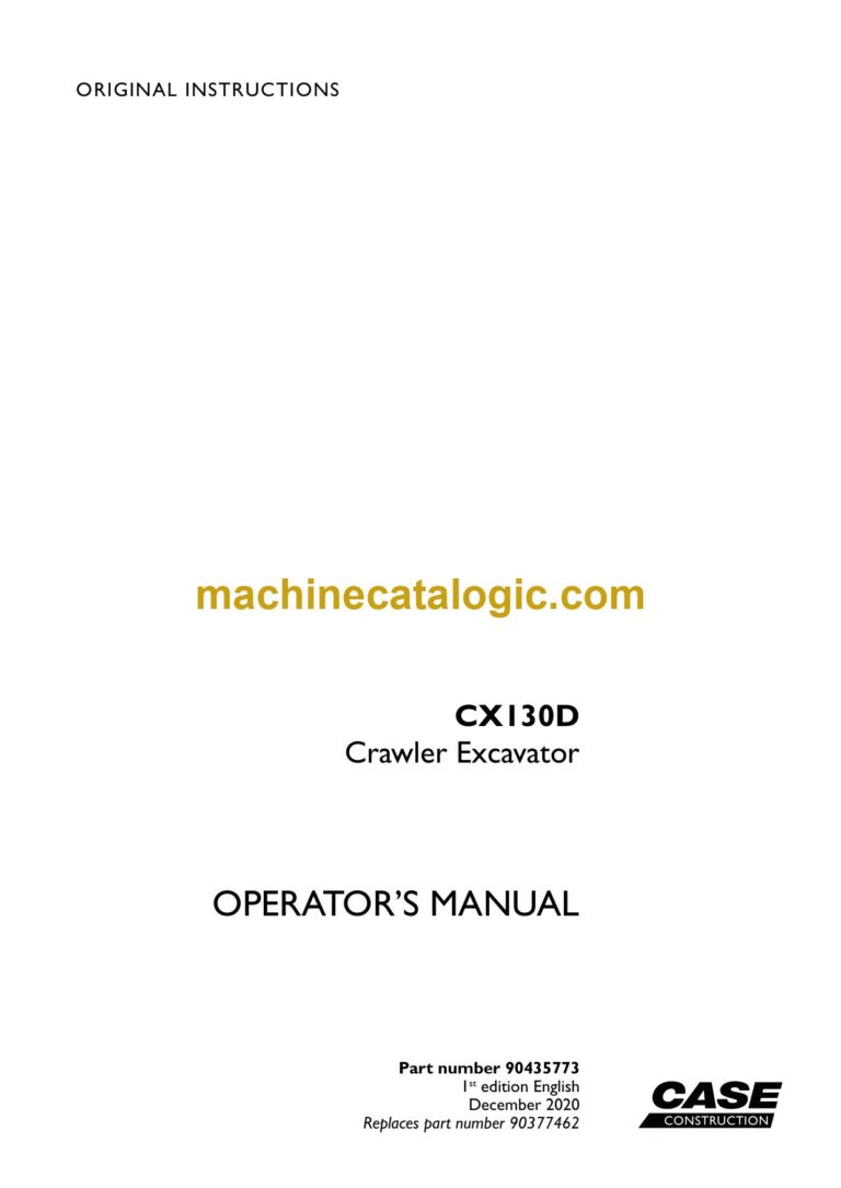 Case CX130D Crawler Excavator Operators Manual