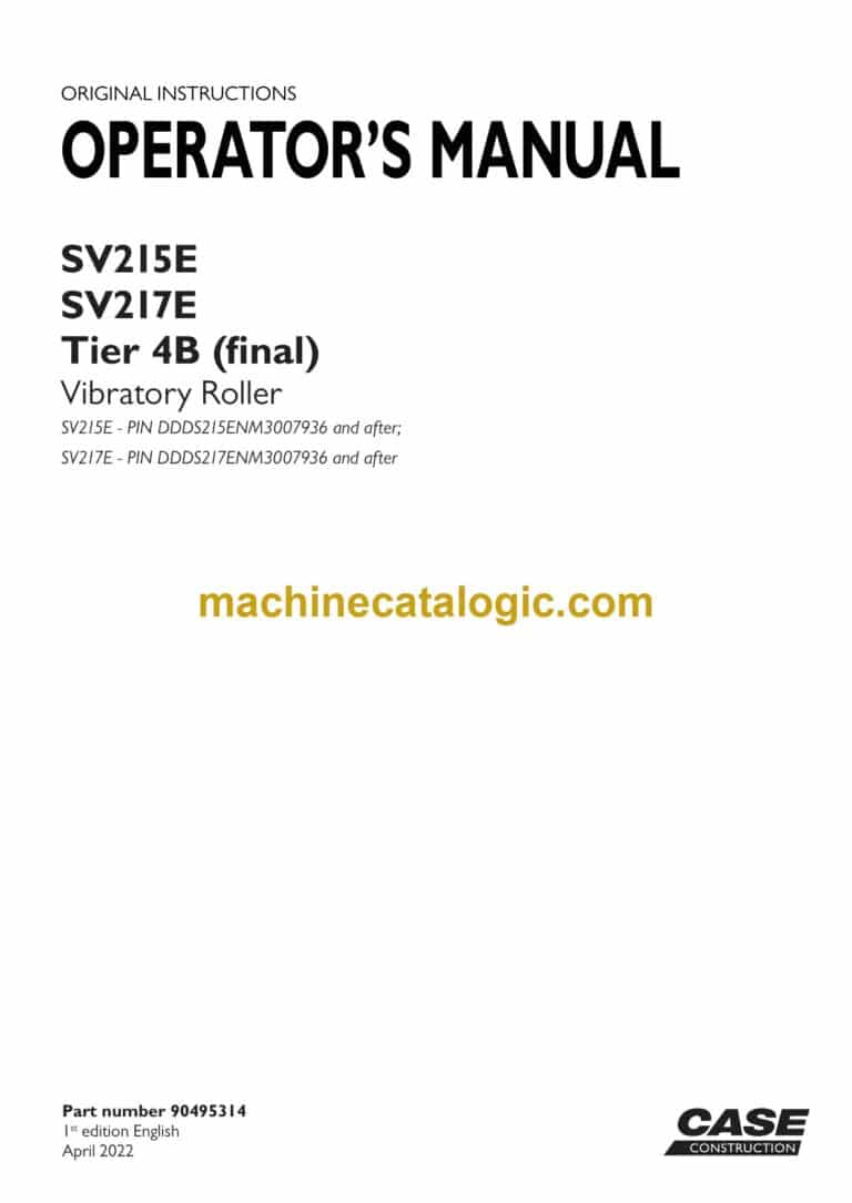 Case SV215E, SV217E Tier 4B Final Vibratory Roller Operators Manual
