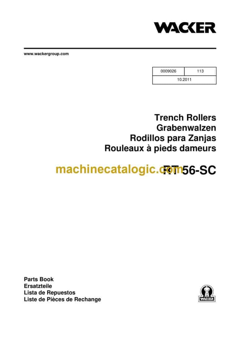 Wacker Neuson RT56-SC Trench Roller Parts Manual