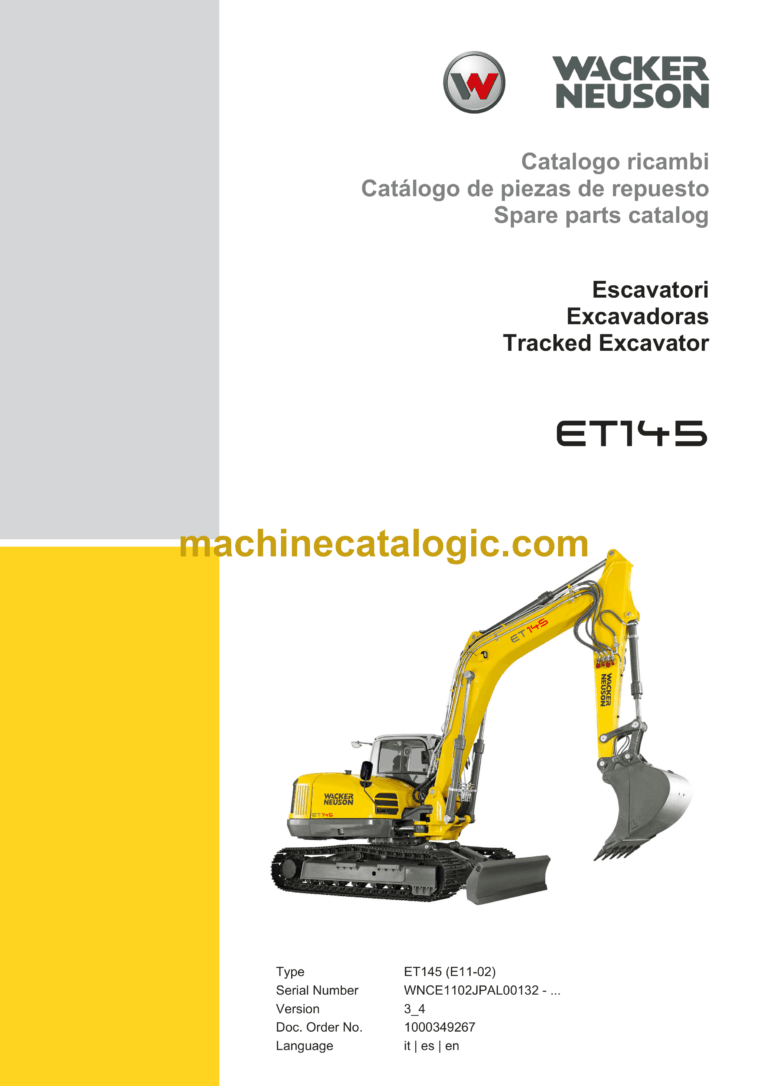 Wacker Neuson ET145 Tracked Excavator Parts Manual