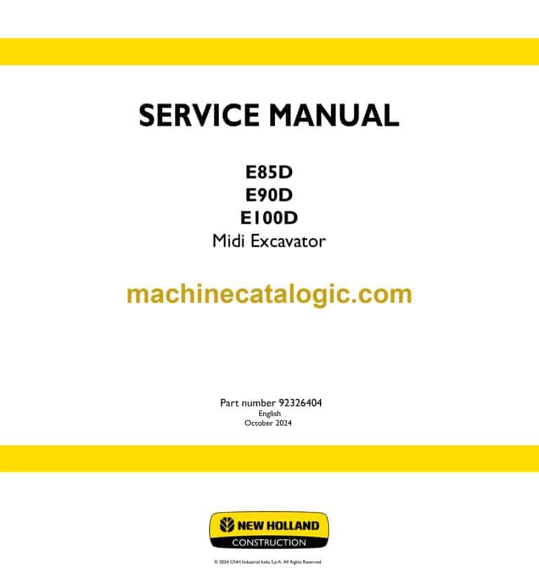 New Holland E85D, E90D, E100D Midi Excavator Service Manual