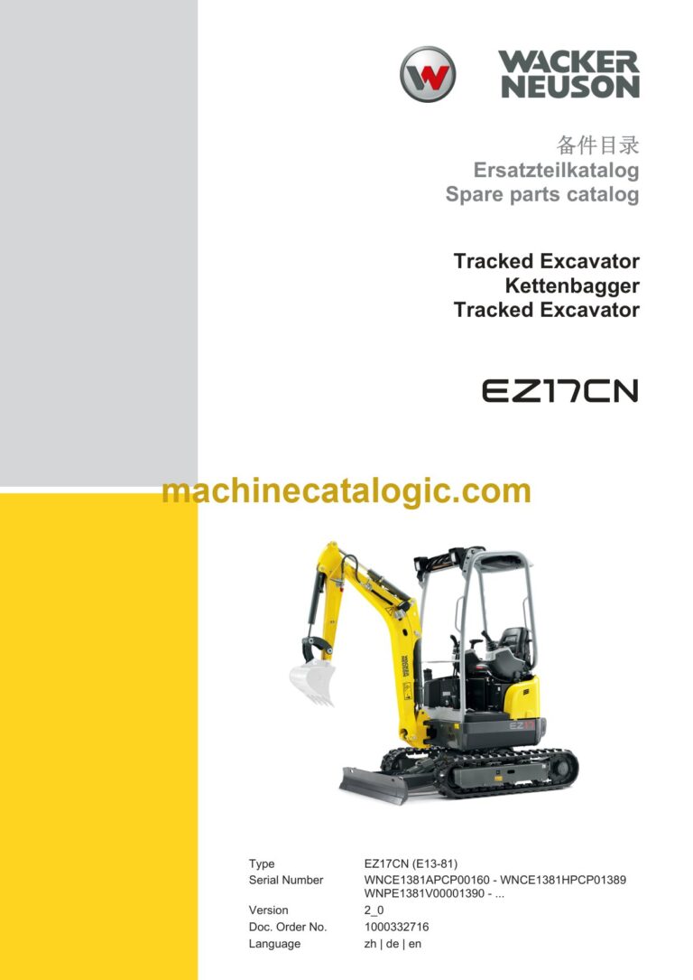 Wacker Neuson EZ17CN Tracked Excavator Parts Manual