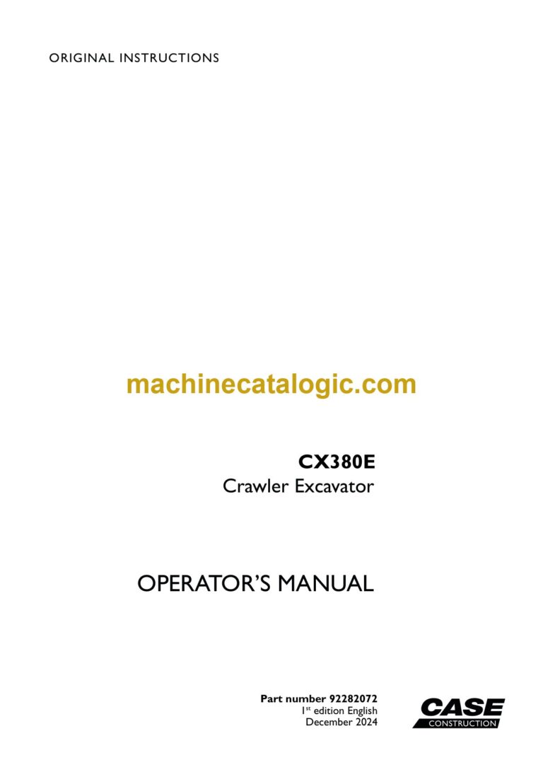 Case CX380E Crawler Excavator Operators Manual