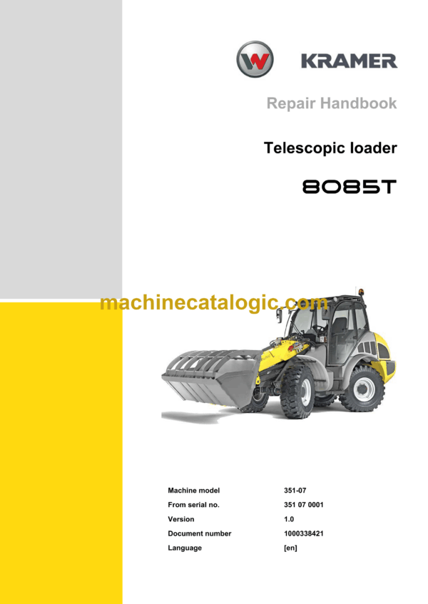 Wacker Neuson 8085T Telescopic Loader Repair Handbook