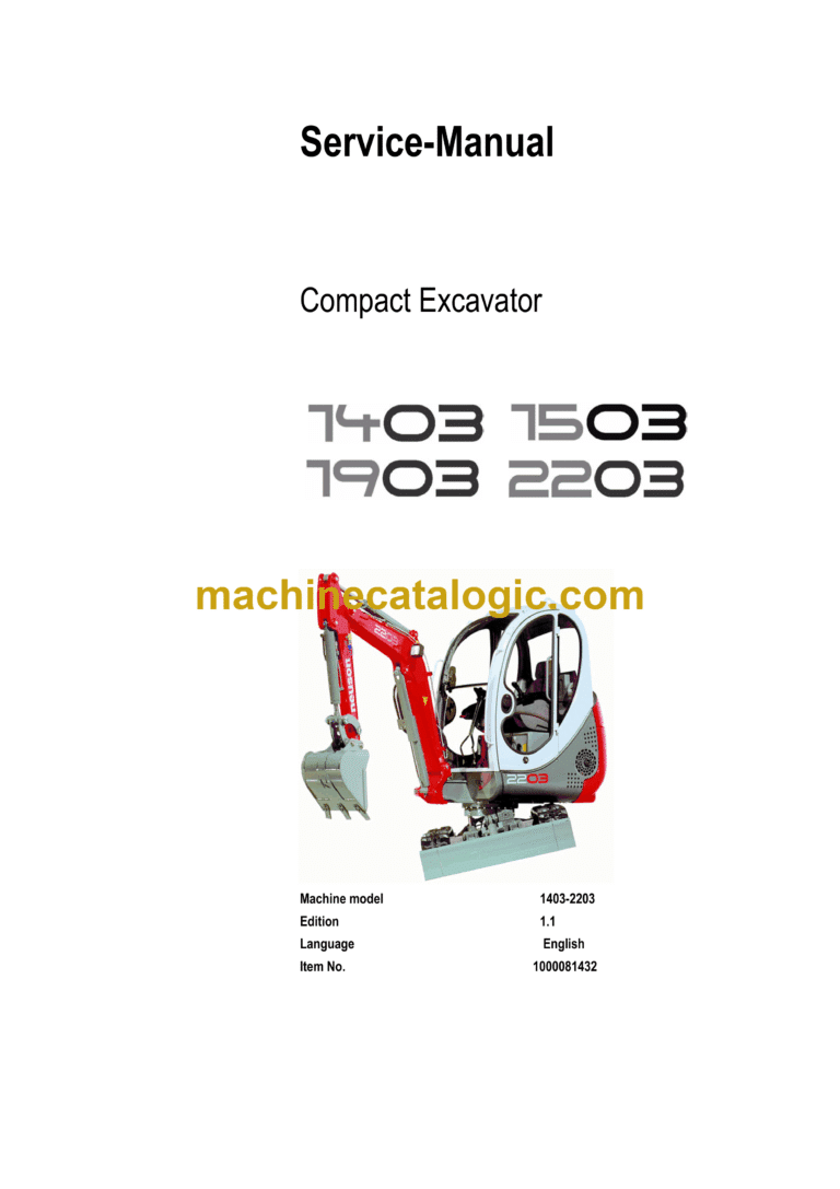 Wacker Neuson 1403, 1503, 1O903, 2203 Compact Excavator Service Manual