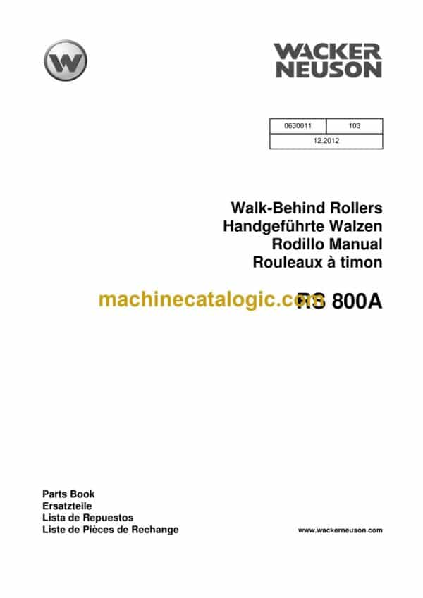 Wacker Neuson RS800A Walk-Behind Rollers Parts Manual