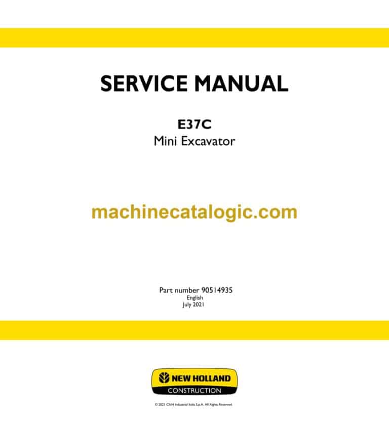 New Holland E37C Mini Excavator Service Manual