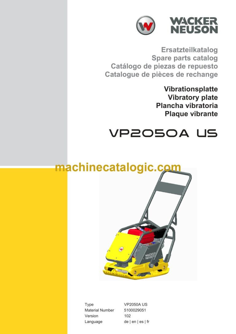 Wacker Neuson VP2050A US Vibratory Plate Parts Manual
