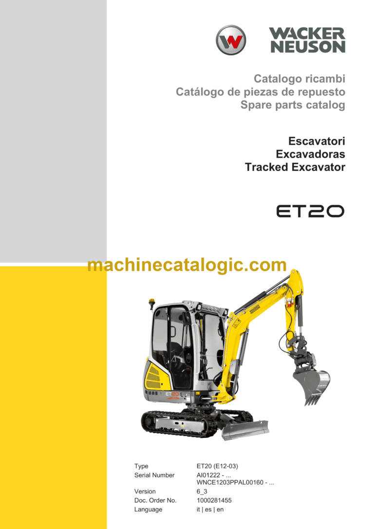 Wacker Neuson ET20 Tracked Excavator Parts Manual