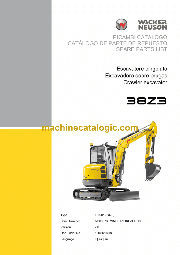 Wacker Neuson 38Z3 Crawler Excavator Parts Manual
