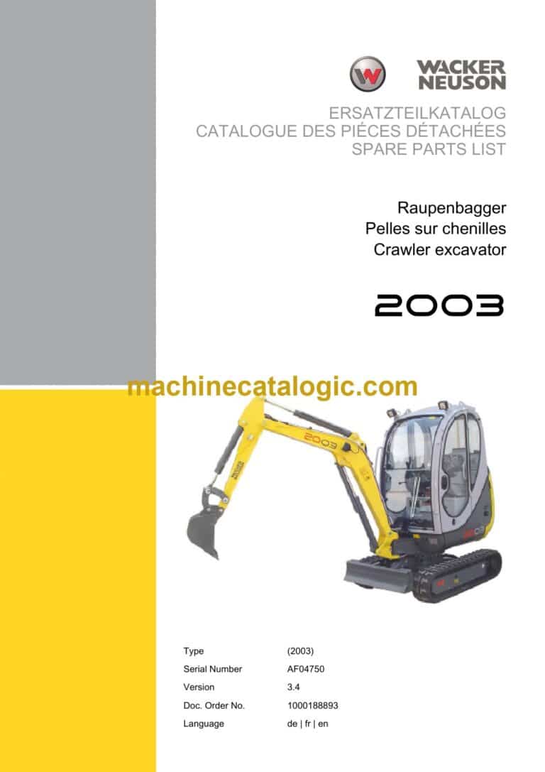 Wacker Neuson 2003 Crawler Excavator Parts Manual