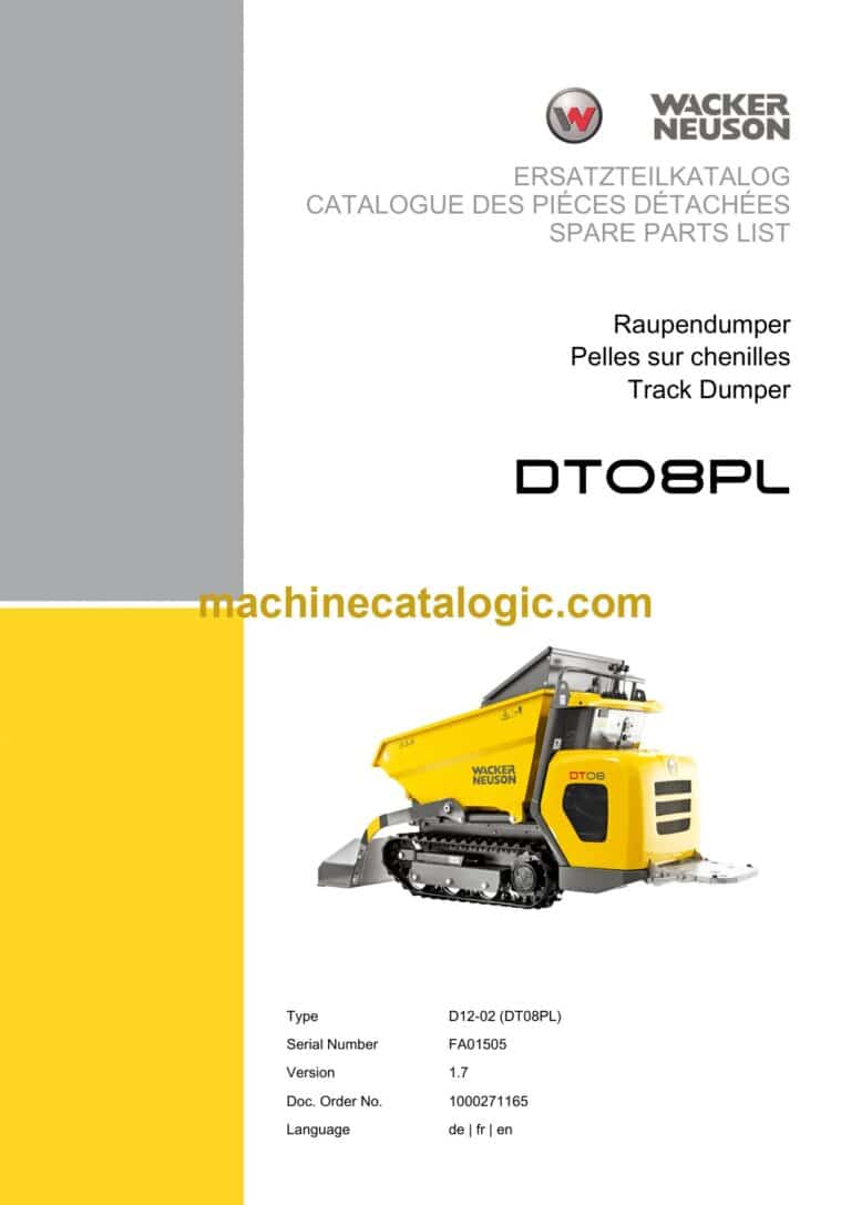 Wacker Neuson DT08PL Track Dumper Parts Manual