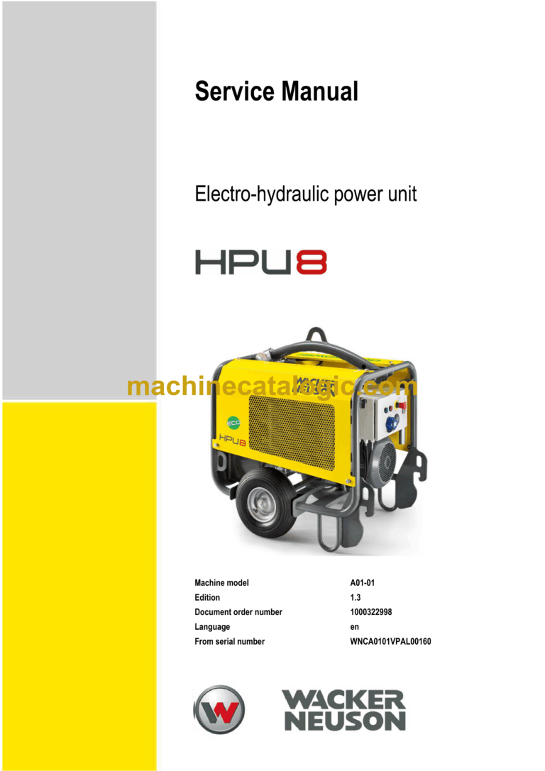 Wacker Neuson HPU8 Electri-hydraulic Power Unit Service Manual