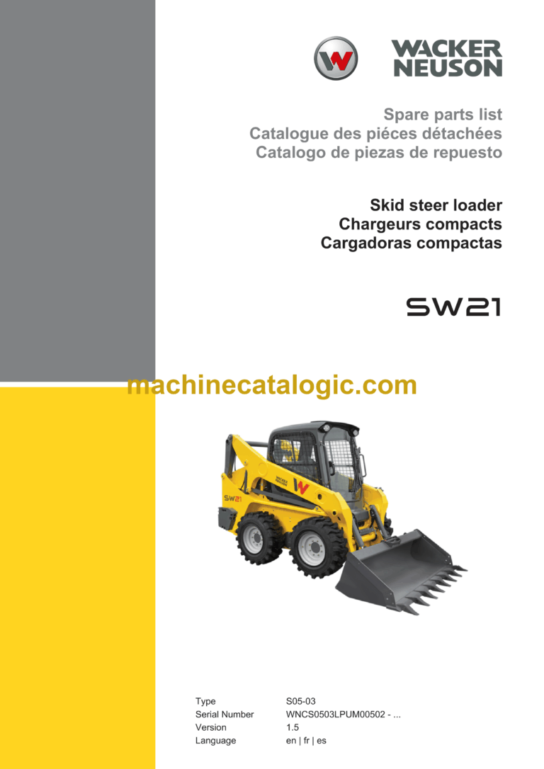 Wacker Neuson SW21 Skid Steer Loader Parts Manual