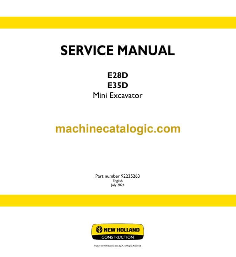 New Holland E28D, E35D Mini Excavator Service Manual