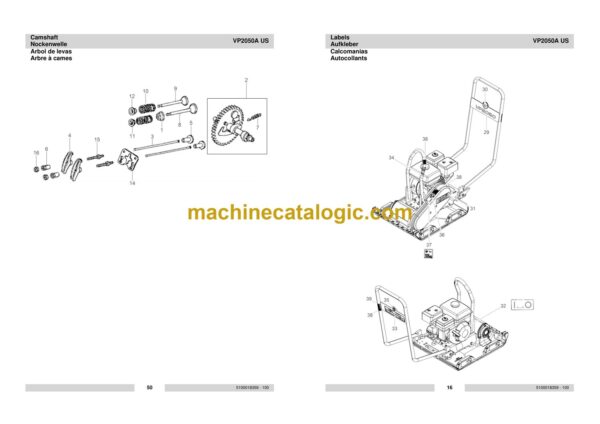 Wacker Neuson VP2050A US Single Direction Plates Parts Manual - Image 4