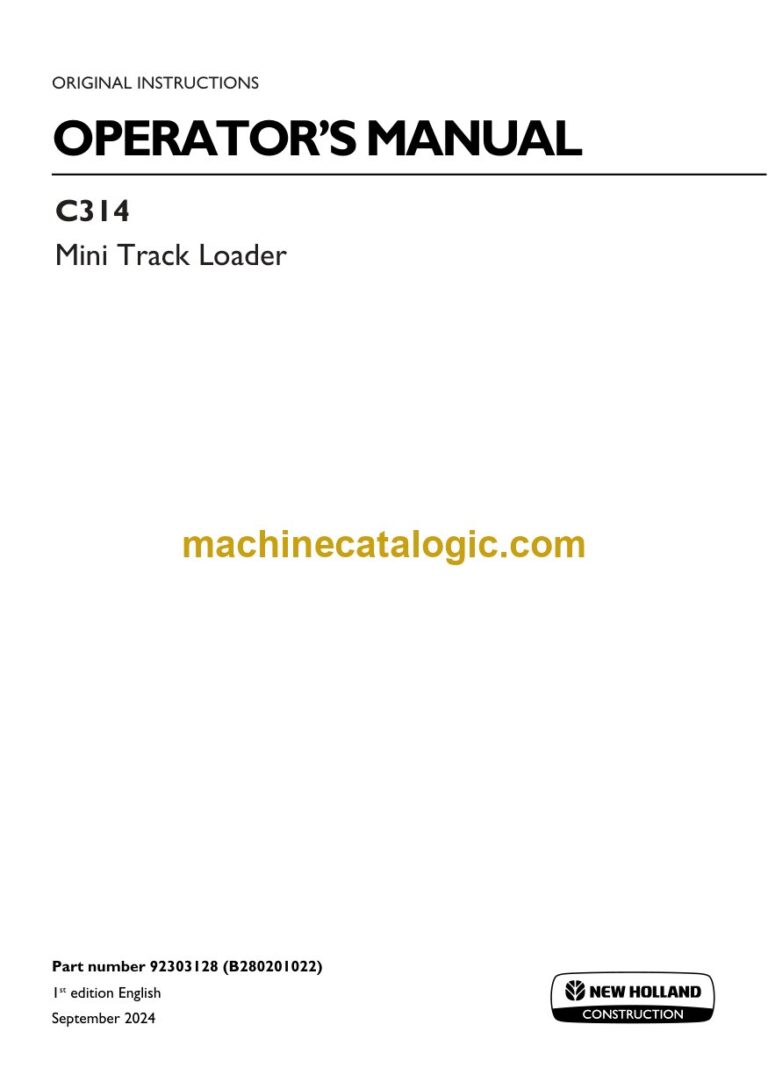 New Holland C314 Mini Track Loader Operators Manual