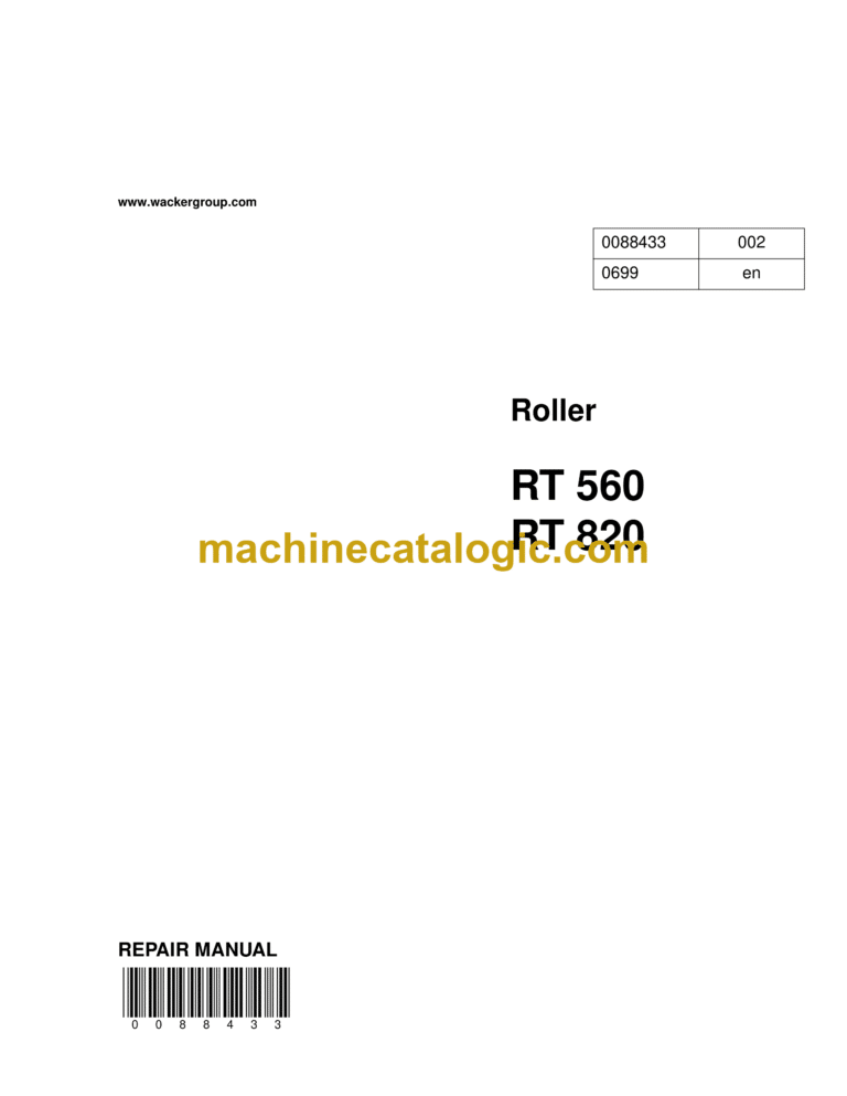 Wacker Neuson RT560, RT820 Trench Roller Repair Manual