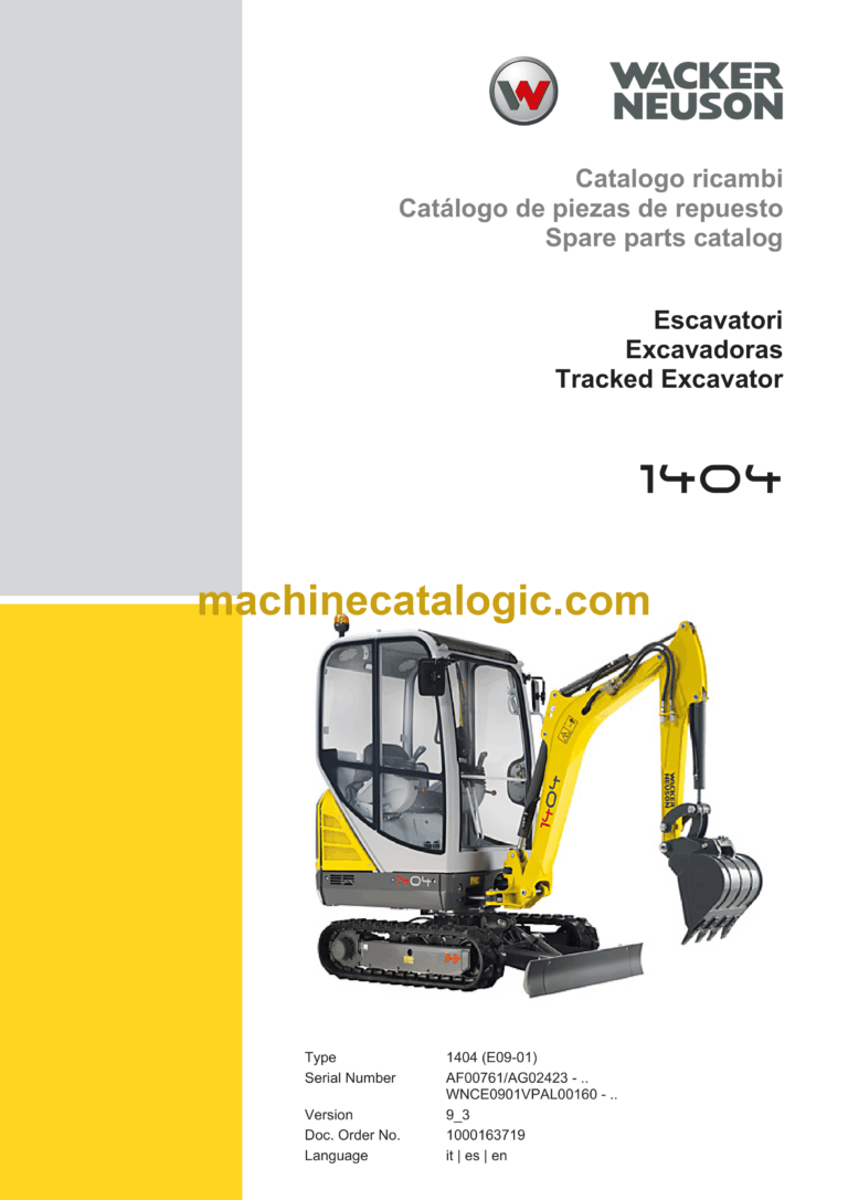 Wacker Neuson 1404 Tracked Excavator Parts Manual