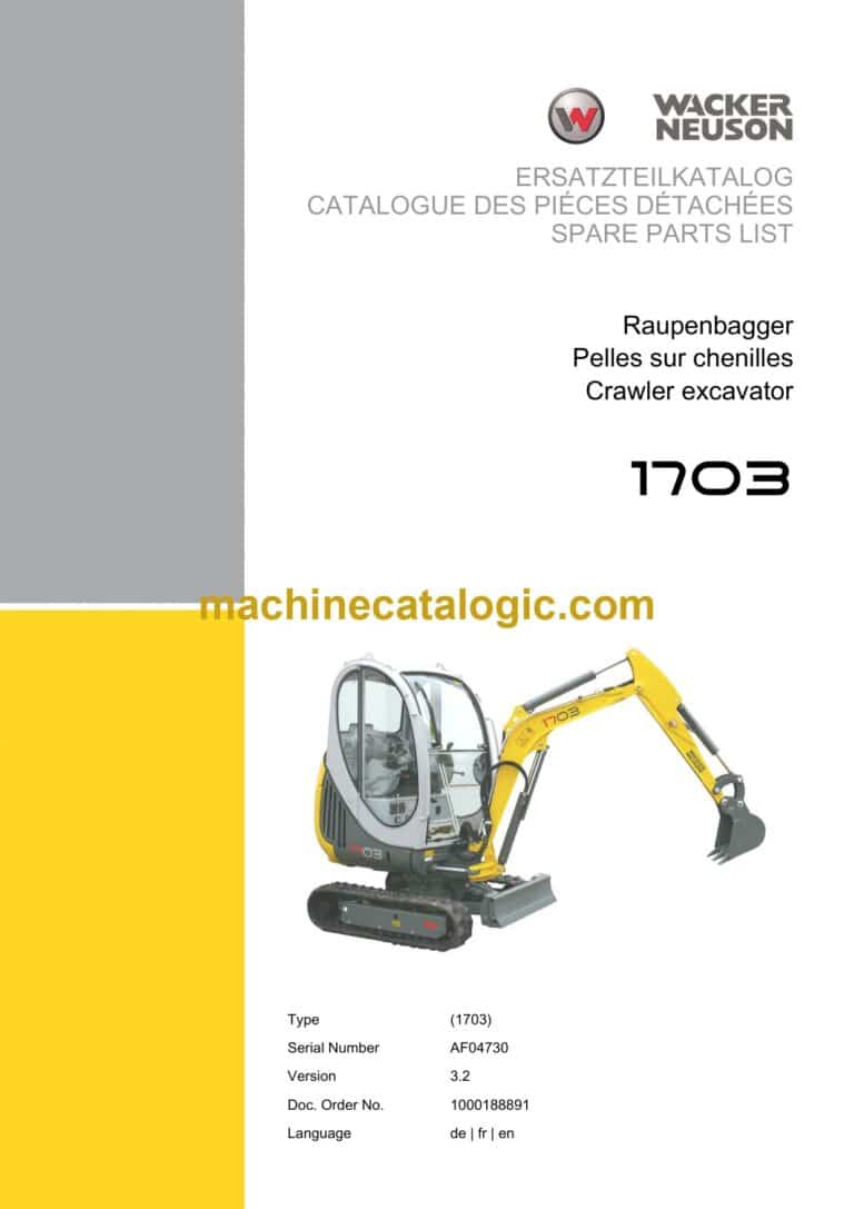 Wacker Neuson 1703 Crawler Excavator Parts Manual