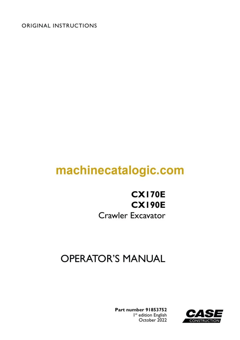 Case CX170E, CX190E Crawler Excavator Operators Manual