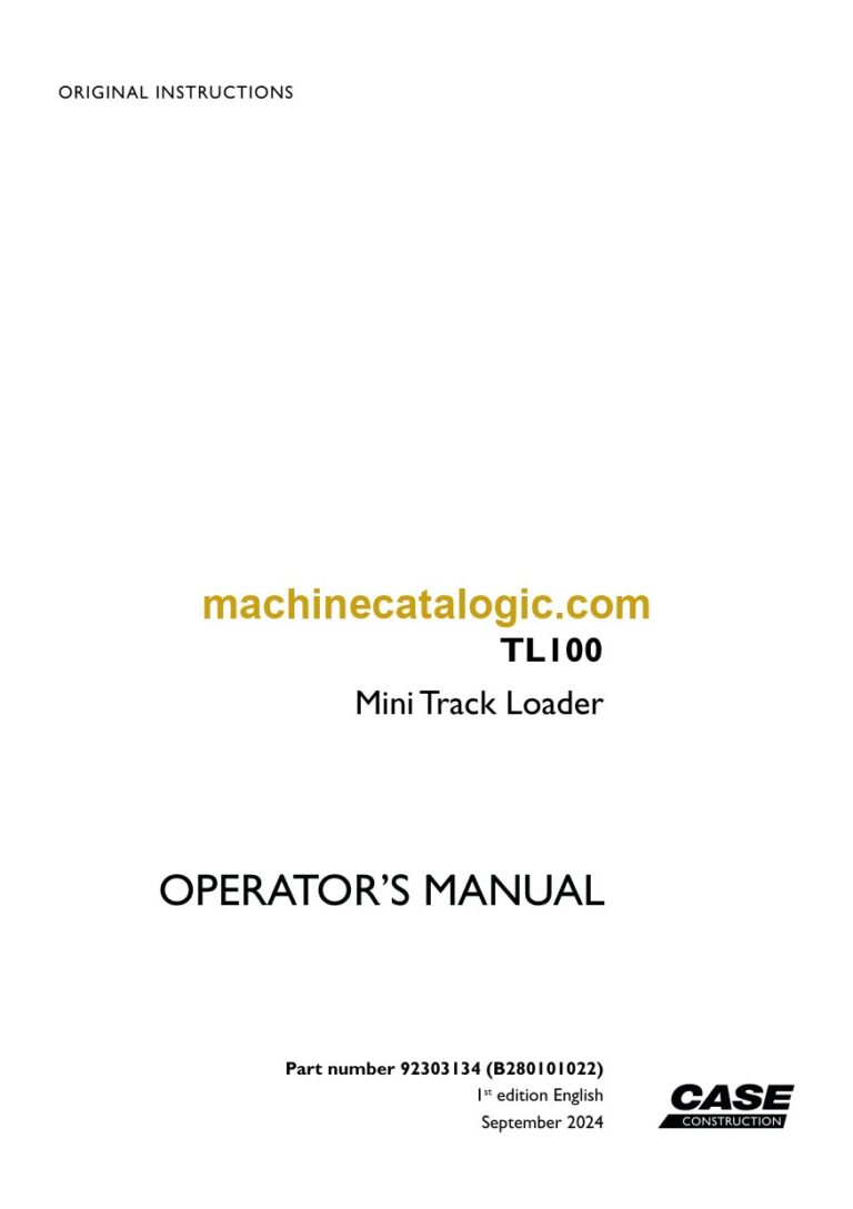 Case TL100 Mini Track Loader Operators Manual