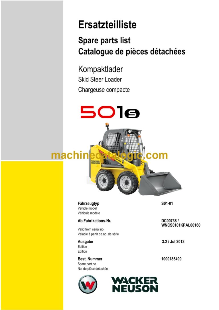 Wacker Neuson 501S Skid Steer Loader Parts Manual