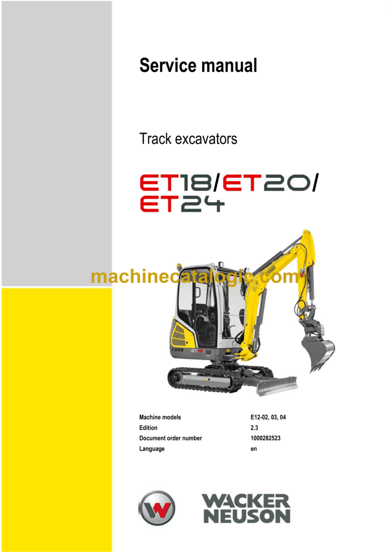 Wacker Neuson ET18, ET20, ET24 Track Excavator Service Manual