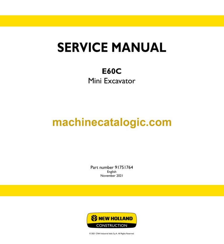 New Holland E60C Mini Excavator Service Manual