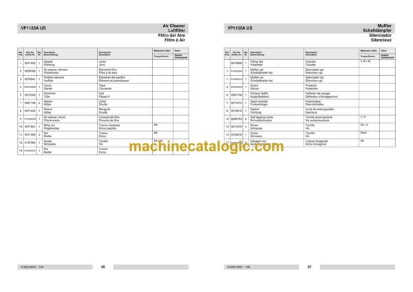 Wacker Neuson VP1135A US Single Direction Plates Parts Manual - Image 4