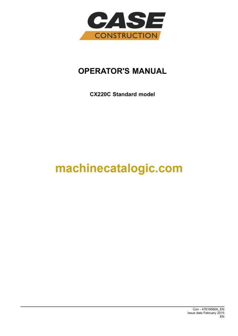 Case CX220C Standard Model Operators Manual