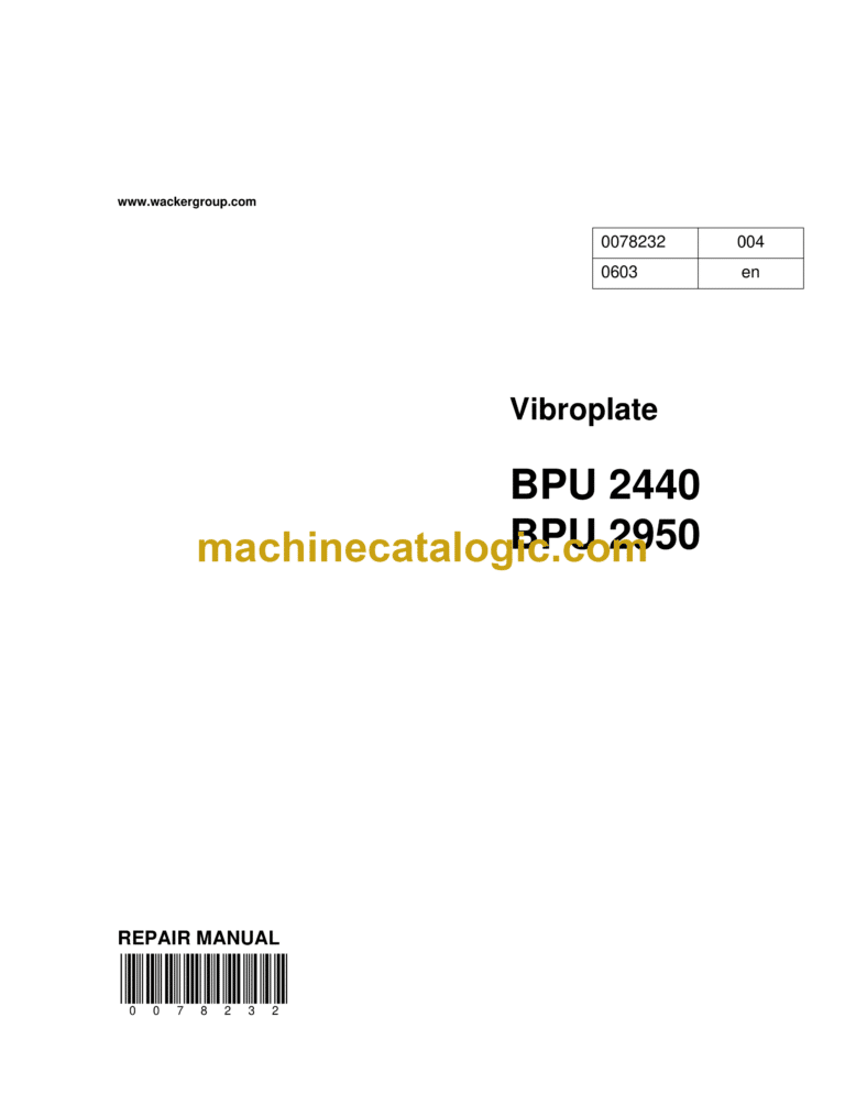 Wacker Neuson BPU2440, BPU2950 Vibroplate Repair Manual