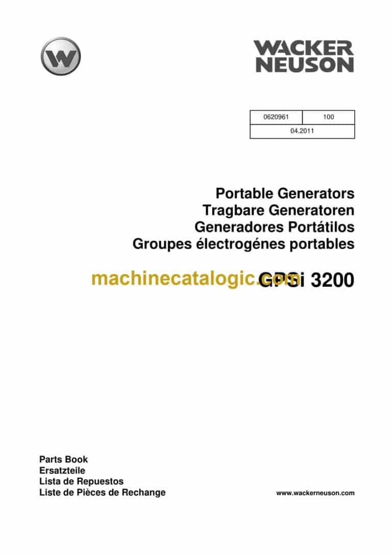 Wacker Neuson GPSi 3200 Portable Generators Parts Manual
