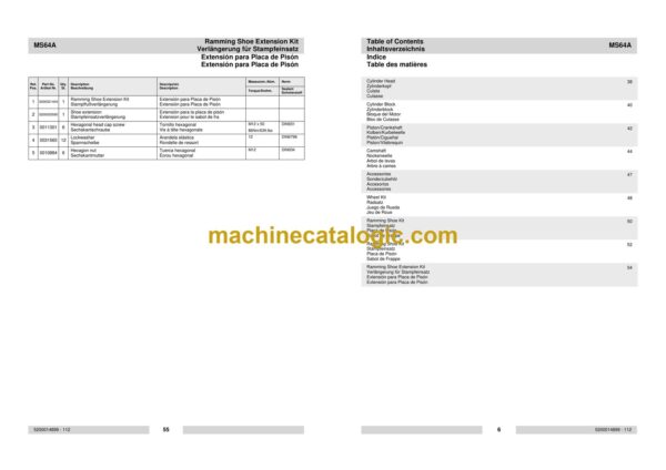 Wacker Neuson MS64A Vibratory Rammers Parts Manual - Image 3
